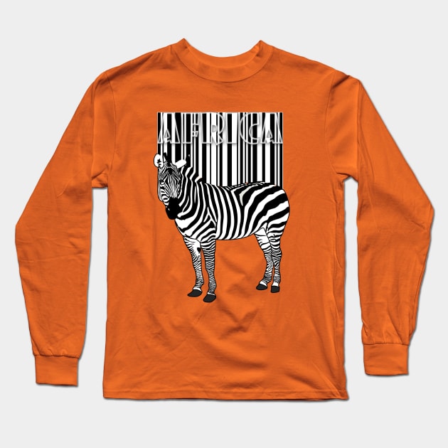 Zebra Barcode T-shirt Long Sleeve T-Shirt by Just Kidding by Nadine May